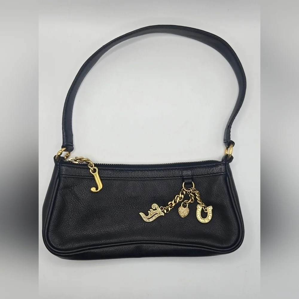 Juicy Couture Y2K VTG Mini Baguette Black Shoulder L Great Condition FREE SHIP